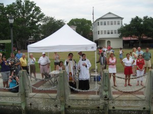 Beaufort Water Festival concludes with Blessing of the Fleet: from the boat's point of view  Photo by Mary Ellen Thompson