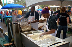 Local restaurants including Plums brought their best soft shell crab recipes to the festival.  Photo by Dawn Ramsey