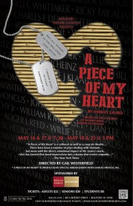 A Piece of My Heart will run May 16 & 17 at 7:30 p.m. and May 18 and 25 at 3:00 p.m.  at USCB Center for the Arts
