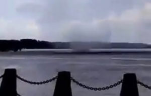 Waterspout appears in Beaufort River during afternoon storm