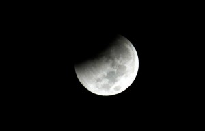 First stage of this morning's lunar eclipse. By Bob Sofaly Photography