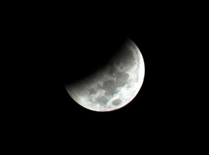 Second stage of this morning's lunar eclipse. Photo by Bob Sofaly