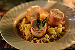 Course three consisted of a roulade of N.C. pheasant, Carolina gold rice perloo and carmelized butternut squash.    Photo by Stephanie Venz
