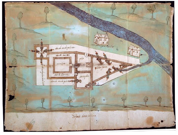 Map of first fort built at Santa Elena. Courtesy Santa Elena Foundation.