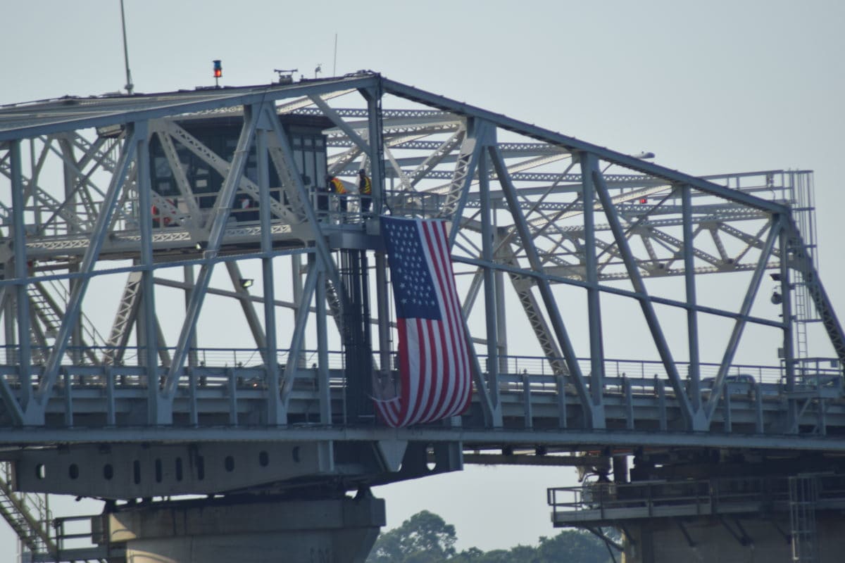 Beaufort SC American Flag Woods Memorial Bridge 2019