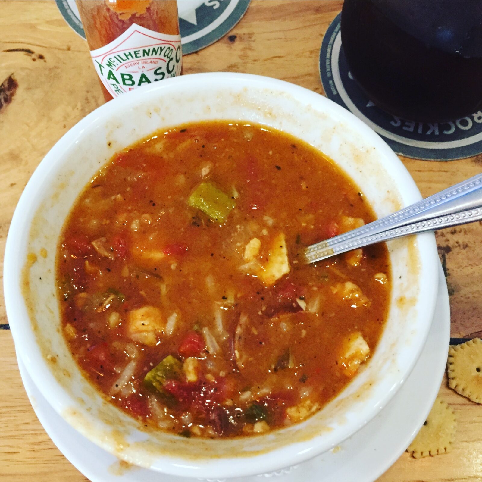 A cup of Gumbo at Plums Restaurant in Downtown Beaufort, SC