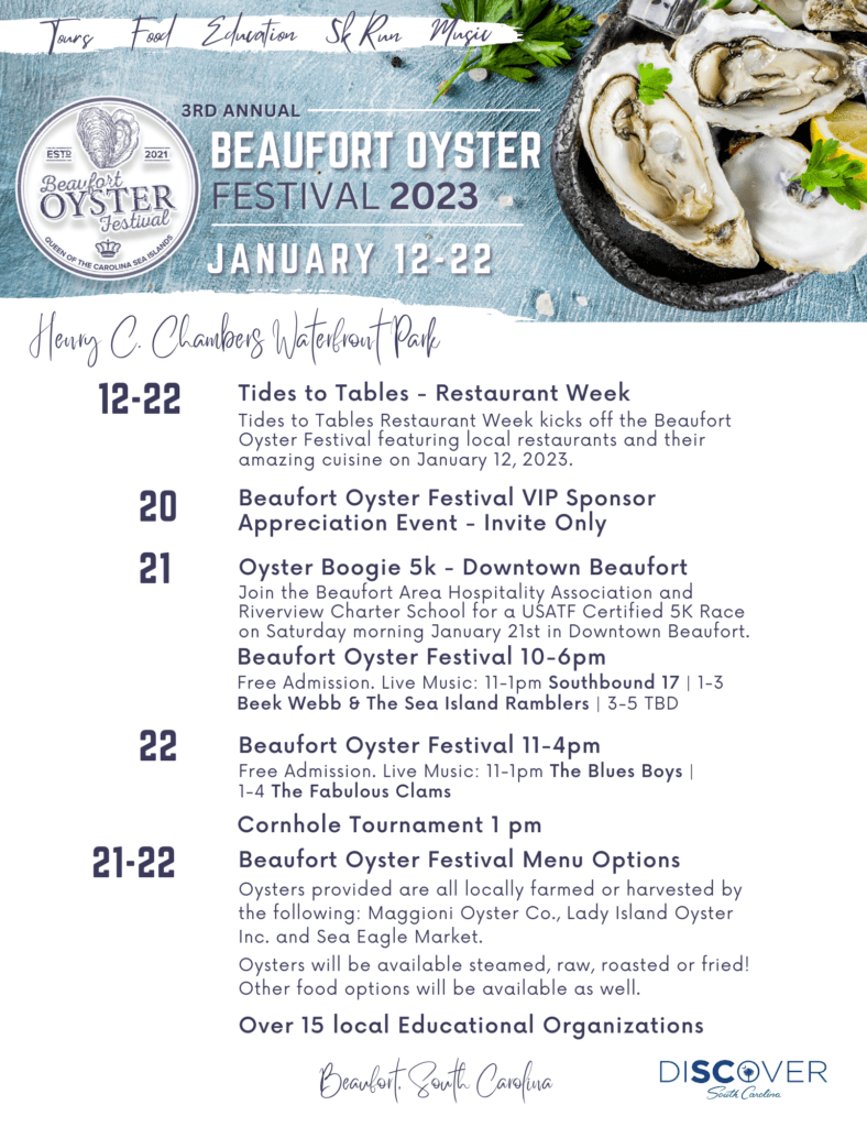 Beaufort Oyster Festival – Queen of the Carolina Sea Islands Heritage Event for Greater Beaufort.